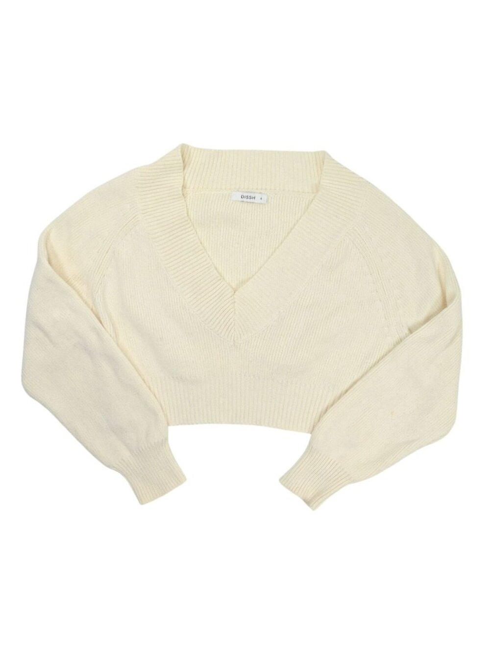 Dissh V-Neck Crop Sweater in Ivory